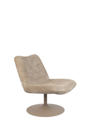 ZUIVER Bubba drejestol - beige fløjl polyester/nylon og stål - Nicehome.dk