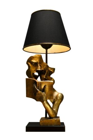 LUMI Solvarias bordlampe - sort polyester og guld metal - Nicehome.dk