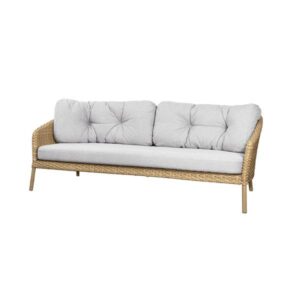 Cane-line Ocean large 3-pers. sofa - White grey / Flat Weave Natural - Nicehome.dk