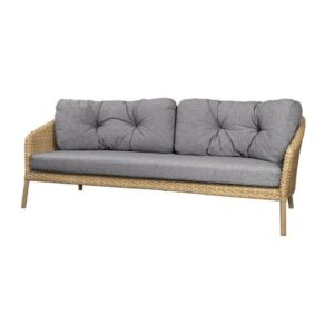 Cane-line Ocean large 3-pers. sofa - Dark grey / Flat Weave Natural - Nicehome.dk