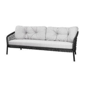 Cane-line Ocean large 3-pers. sofa - White Grey / Soft Rope Dark grey - Nicehome.dk