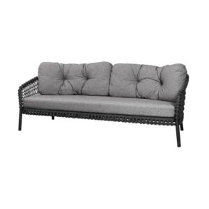Cane-line Ocean large 3-pers. sofa - Dark grey / Soft Rope Dark grey - Nicehome.dk