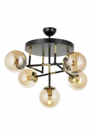 LUMI loftlampe - guldfarvet glas/metal og sort metal - Nicehome.dk