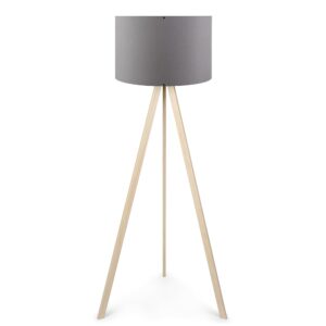 LUMI AYD gulvlampe - grå PVC stof og natur MDF - Nicehome.dk