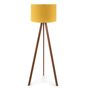 LUMI AYD gulvlampe - gul PVC stof og brun MDF - Nicehome.dk