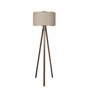 LUMI Heliona gulvlampe - beige/guld stof og træ - Nicehome.dk