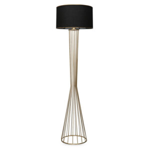 LUMI Etheris gulvlampe - sort stof og guld metal - Nicehome.dk