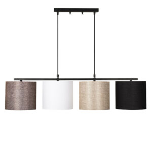 LUMI Ragusa loftlampe - hvid/brun/sort stof og sort metal - Nicehome.dk