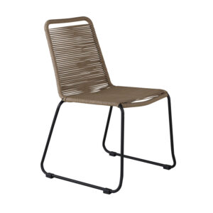 VENTURE DESIGN Lindos havestol - beige polyester reb og sort stål - Nicehome.dk