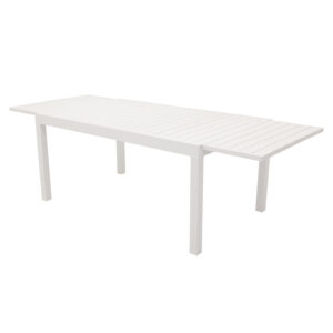 VENTURE DESIGN rektangulær Marbella havebord m. udtræk - hvid aluminium - Nicehome.dk