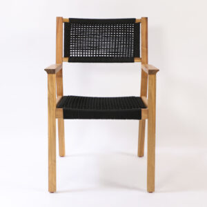 VENTURE DESIGN Little John havestol m. armlæn - natur akacietræ og sort reb - Nicehome.dk
