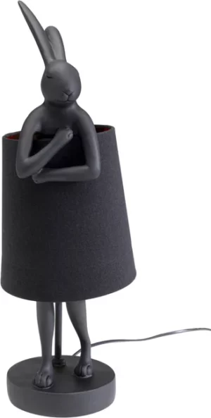 KARE DESIGN Animal Rabbit bordlampe - sort linnedhør og mat sort polyresin/stål (H:50cm) - Nicehome.dk