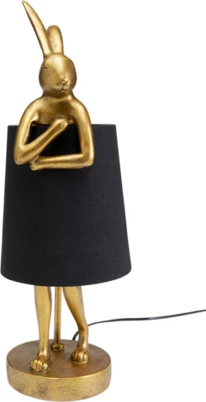 KARE DESIGN Animal Rabbit bordlampe - sort linnedhør og guld polyresin/stål (H:50cm) - Nicehome.dk