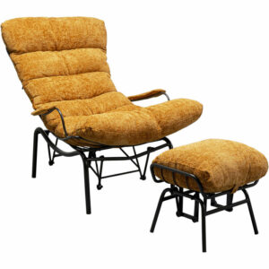 KARE DESIGN Vienna Swing gyngestol og skammel - gul polyester og stål - Nicehome.dk