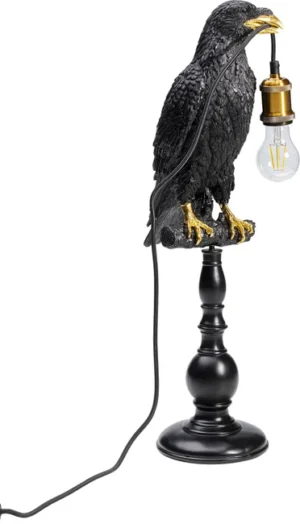 KARE DESIGN Animal Sitting Crow bordlampe - sort polyresin og guld aluminium (H:61cm) - Nicehome.dk