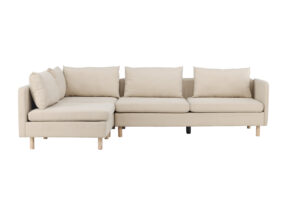 VENTURE DESIGN Zero hjørnesofa - beige polyester og natur gummitræ - Nicehome.dk