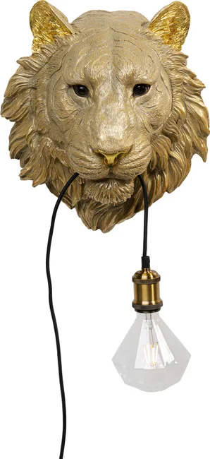 KARE DESIGN Animal Tiger Head væglampe - guld polyresin og aluminium - Nicehome.dk