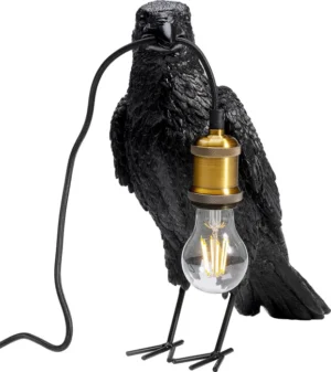 KARE DESIGN Animal Crow bordlampe - mat sort polyresin og kobber aluminium - Nicehome.dk