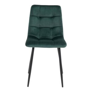 HOUSE NORDIC Middelfart spisebordsstol - mørkegrøn velour og sort stål - Nicehome.dk