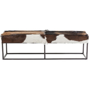 KARE DESIGN Country Life bænk - brunt/hvidt gedeskind og stål - Nicehome.dk