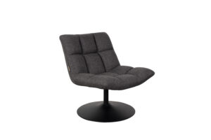 DUTCHBONE Bar loungestol - mørkegrå polyester og sort stål - Nicehome.dk