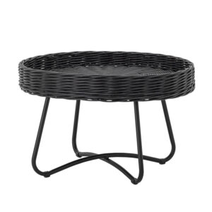 BLOOMINGVILLE rund Hattie sofabord - sort rattan og metal (Ø60) - Nicehome.dk
