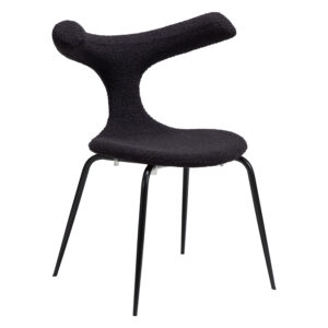 DANFORM Bull spisebordsstol - Obsidian sort RPES bouclé stof m. glimmer og sort stål - Nicehome.dk