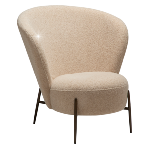 DANFORM Orbit loungestol - matteret mandel RPES boucléstof m. glimmer og antik messing stål - Nicehome.dk
